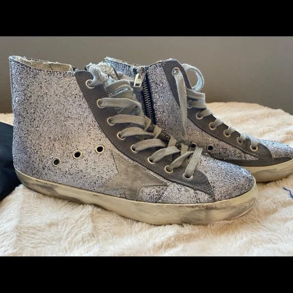 GOLDEN GOOSE GLITTER GREY SILVER FRANCYS EUC 38 - Picture 12 of 17